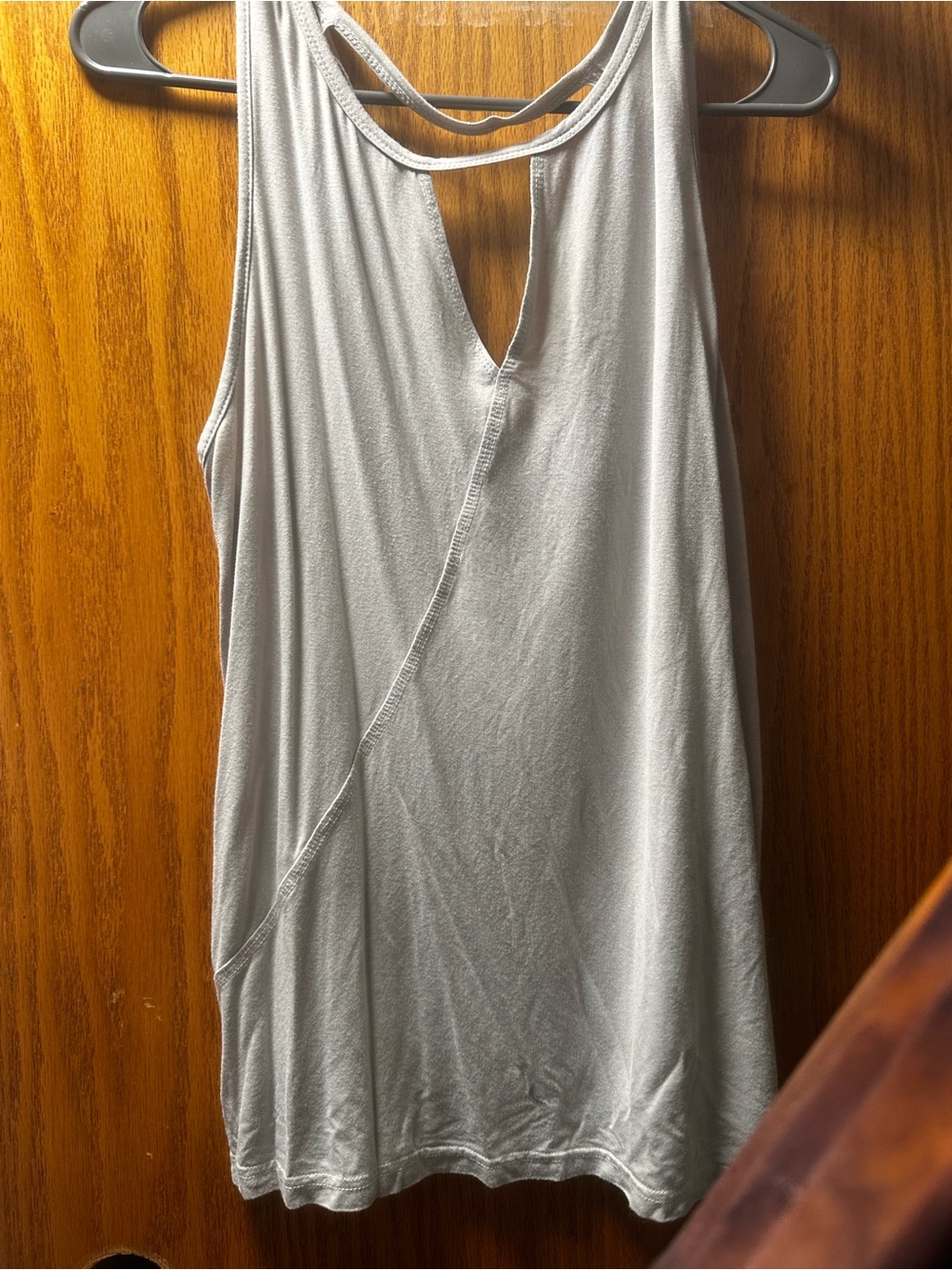 Light Silver Sleeveless Wrap-Front Tank